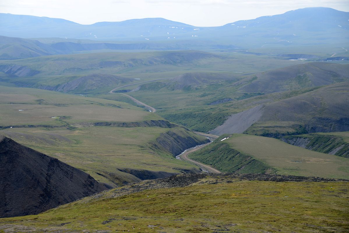 14E Dempster Highway Snakes Through The Richardson Mountains From Communication Tower Near On Day Tour From Inuvik To Arctic Circle